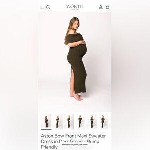 Worth Collective Dark Green Maxi Sweater Dress bump friendly